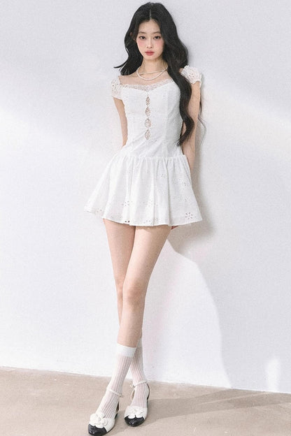 White Slimming French Lace Dress