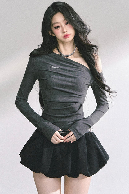 Spicy American Long-Sleeved Gray Top