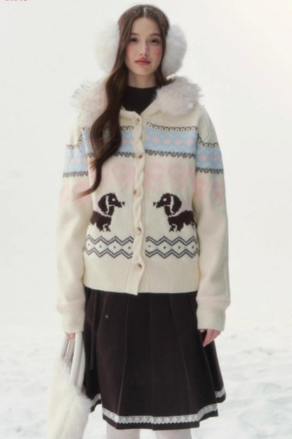 Retro Fair Isle Dachshund Sweater Jacket