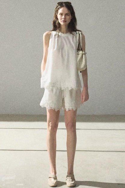Lyocell-Camisole mit Spitze im Morgenstil