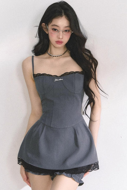 Summer Lace Halter Dress Set