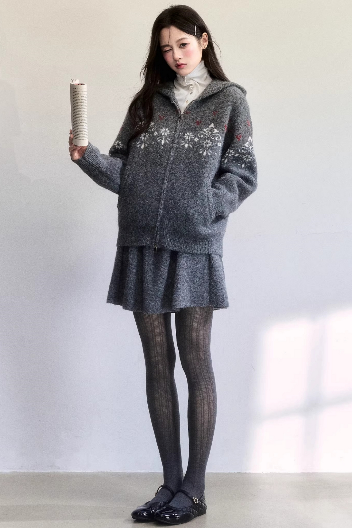 Frosting Jacquard Knit Jacket Set-Up