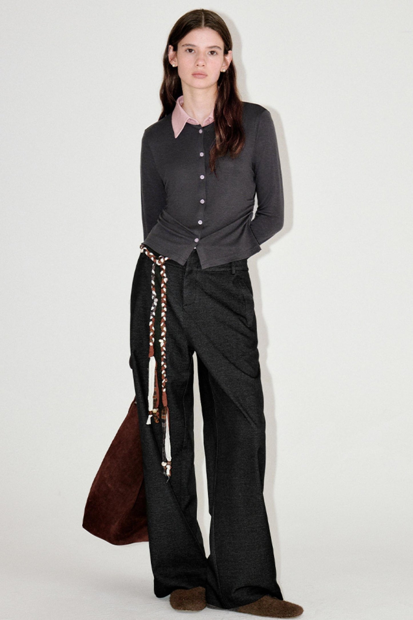 Sophisticated Double-Waistband Suit Pants