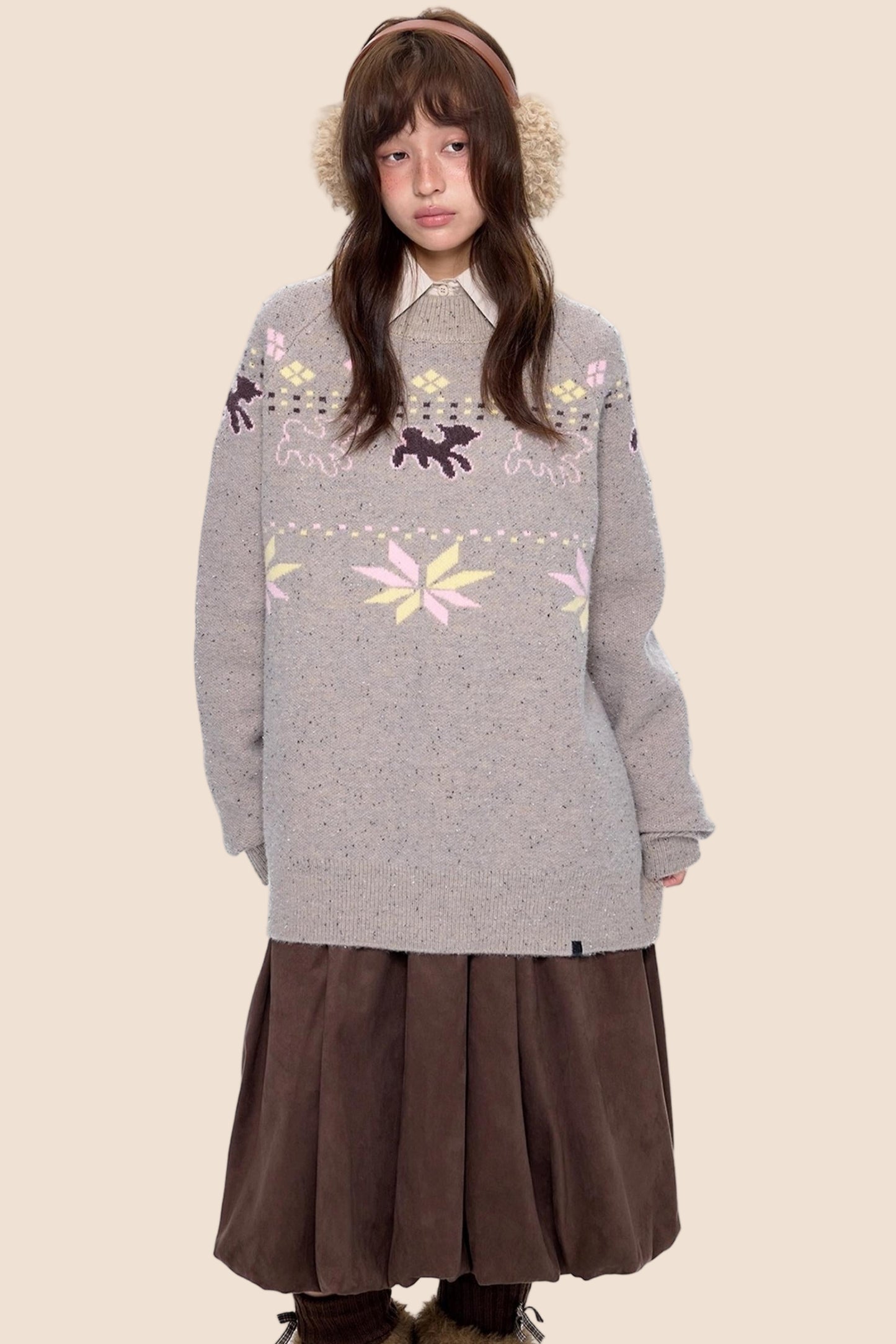 Vintage Fair Isle Loose Knit Sweater