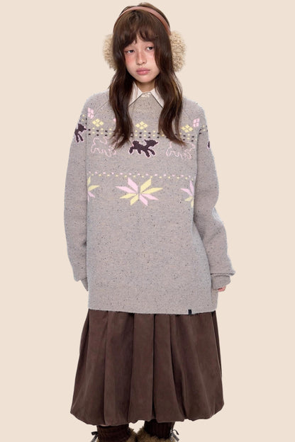 Vintage Fair Isle Loose Knit Sweater