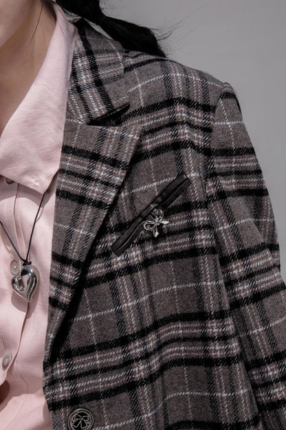 Gray Patchwork Tweed Jacket