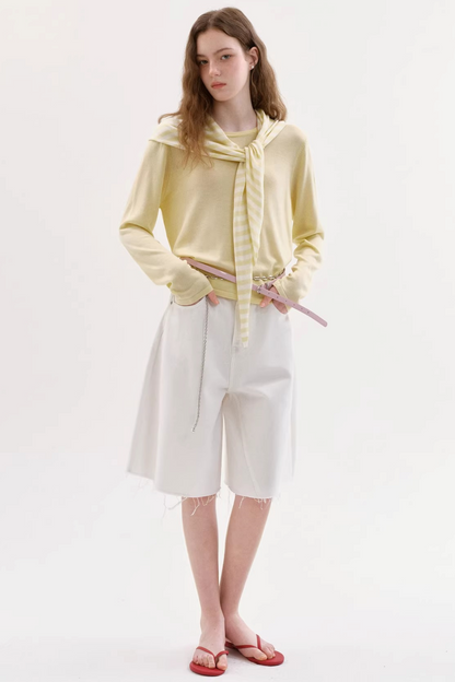Tencel Striped Knit Shawl Set