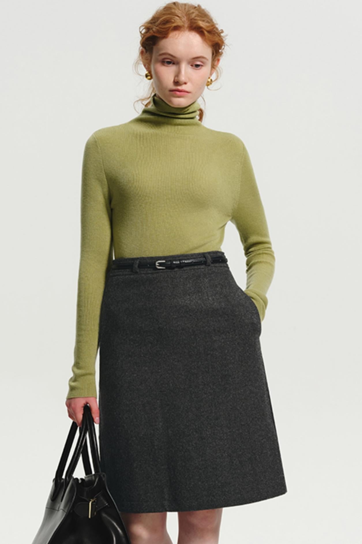 Maillard Slim Suit Wool Midi Skirt