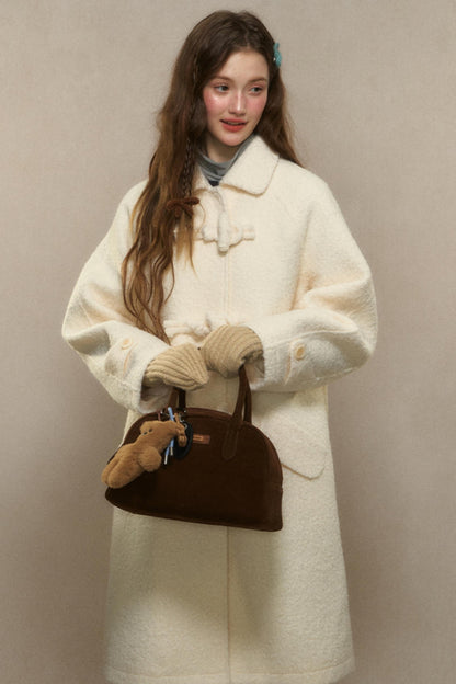 Winter Wool Coat With Horn Buttons