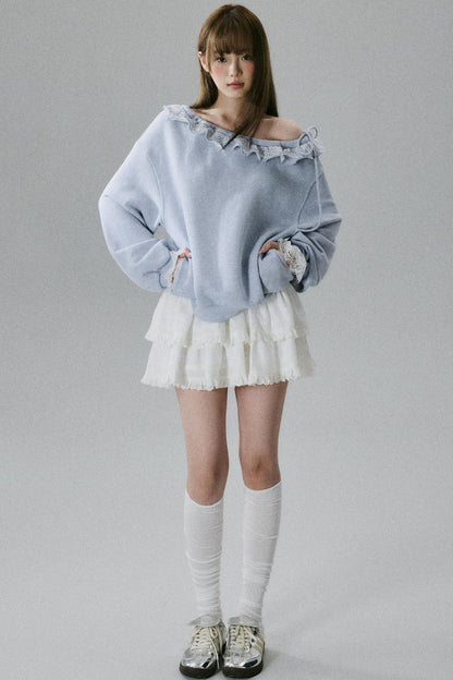 Lace-Trimmed Sweatshirt