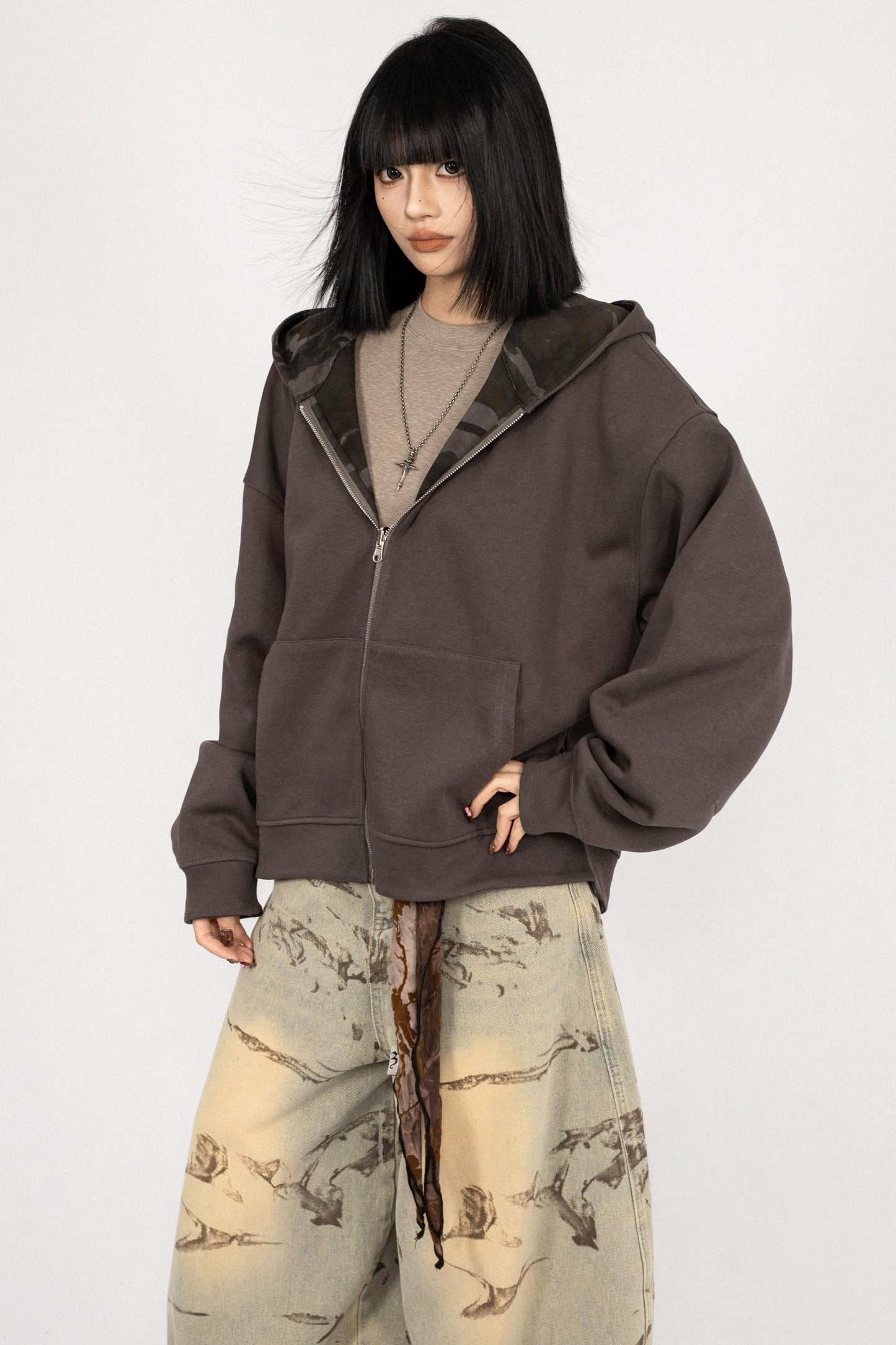 Autumn Vintage Hooded Reversible Jacket