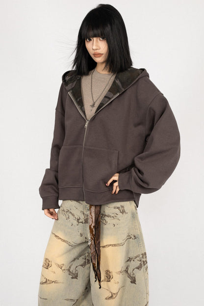 Autumn Vintage Hooded Reversible Jacket