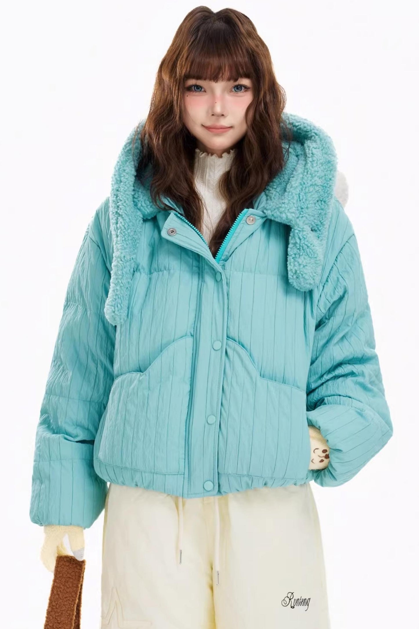 White Duck Down Hooded Puffer Jacket