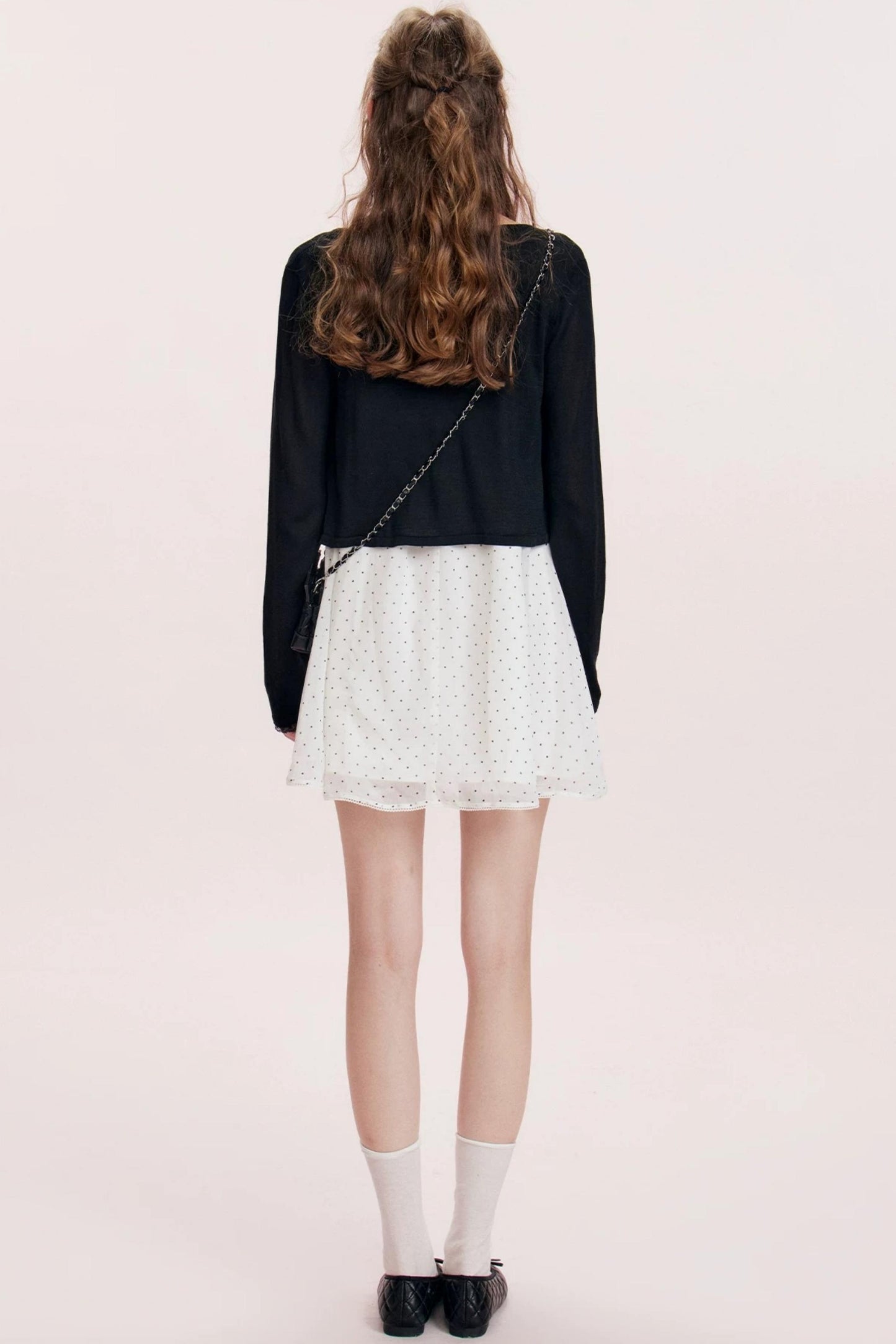 Chiffon Polka Dot A-Line Dress Set-Up