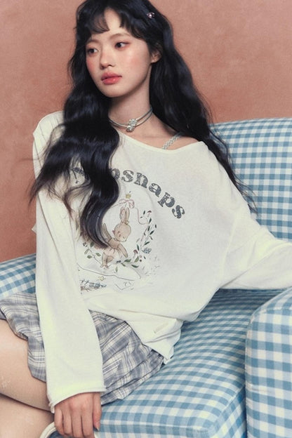 Cute Bunny Print Long Sleeve T-Shirt