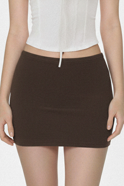 Solid Color Elastic Skirt