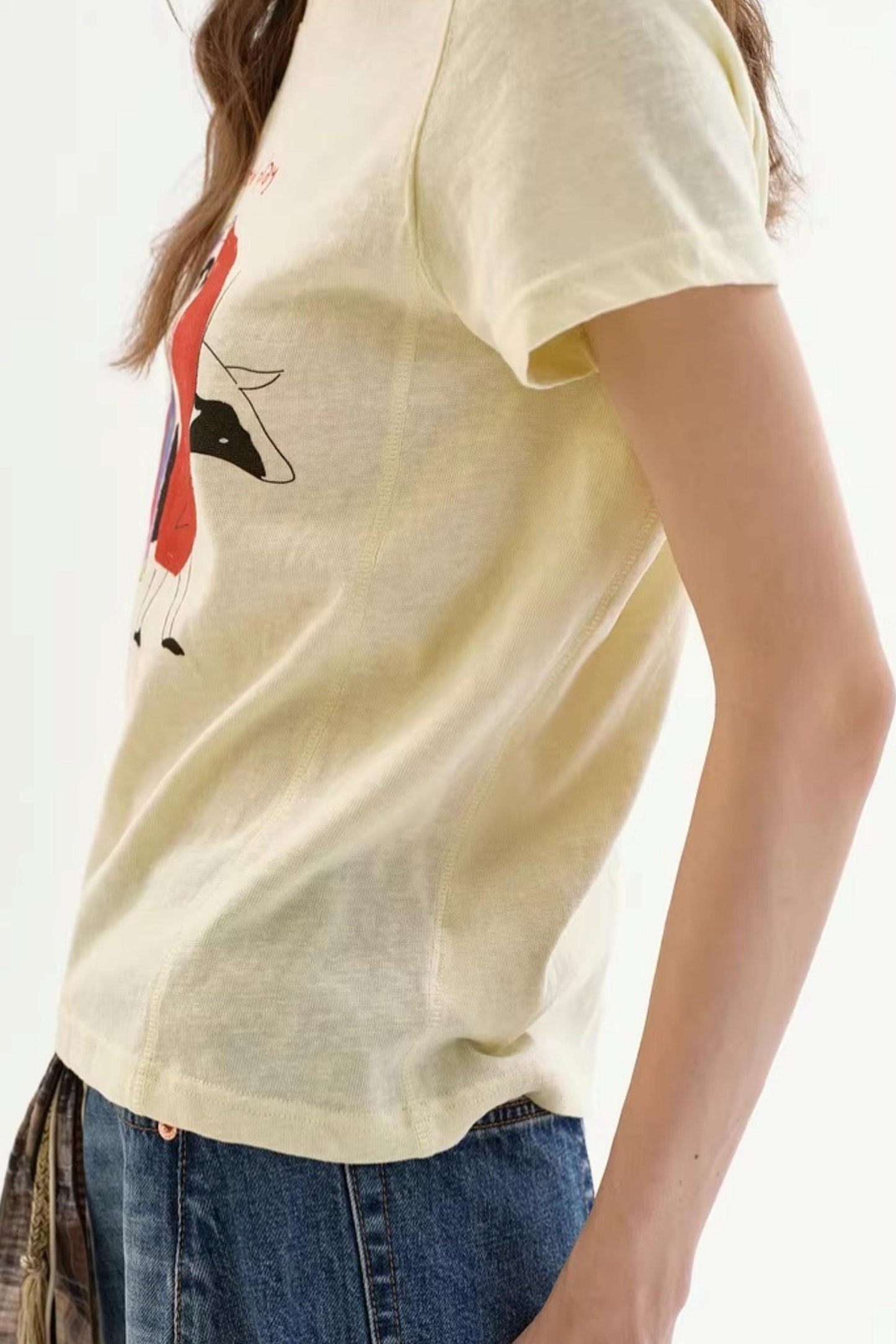 Linen Blend Retro Printed Top