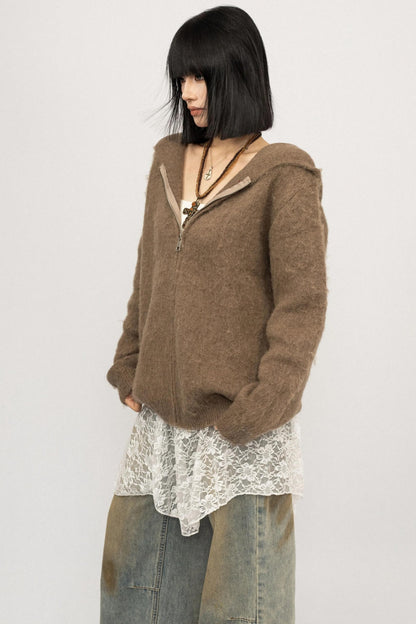 American Loose Hoodie Cardigan