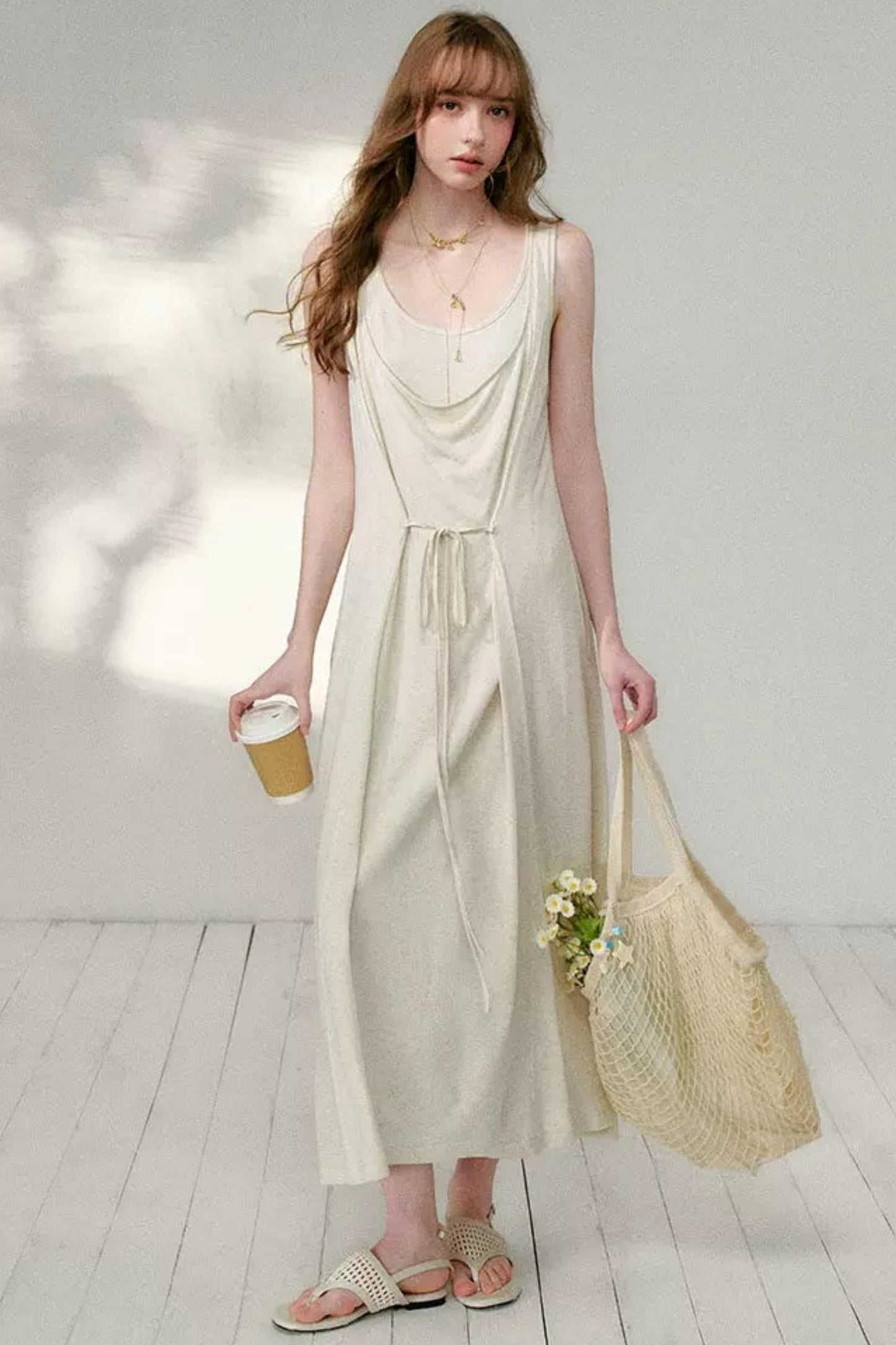 Belted Layered Maxi Dress