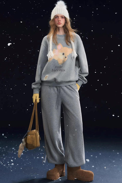 Velvet-Feel Cuffed Lantern Casual Pants