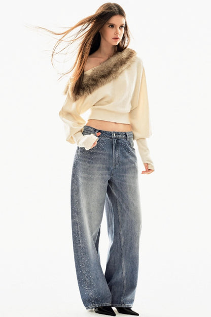 Detachable Fur Collar Sweatshirt