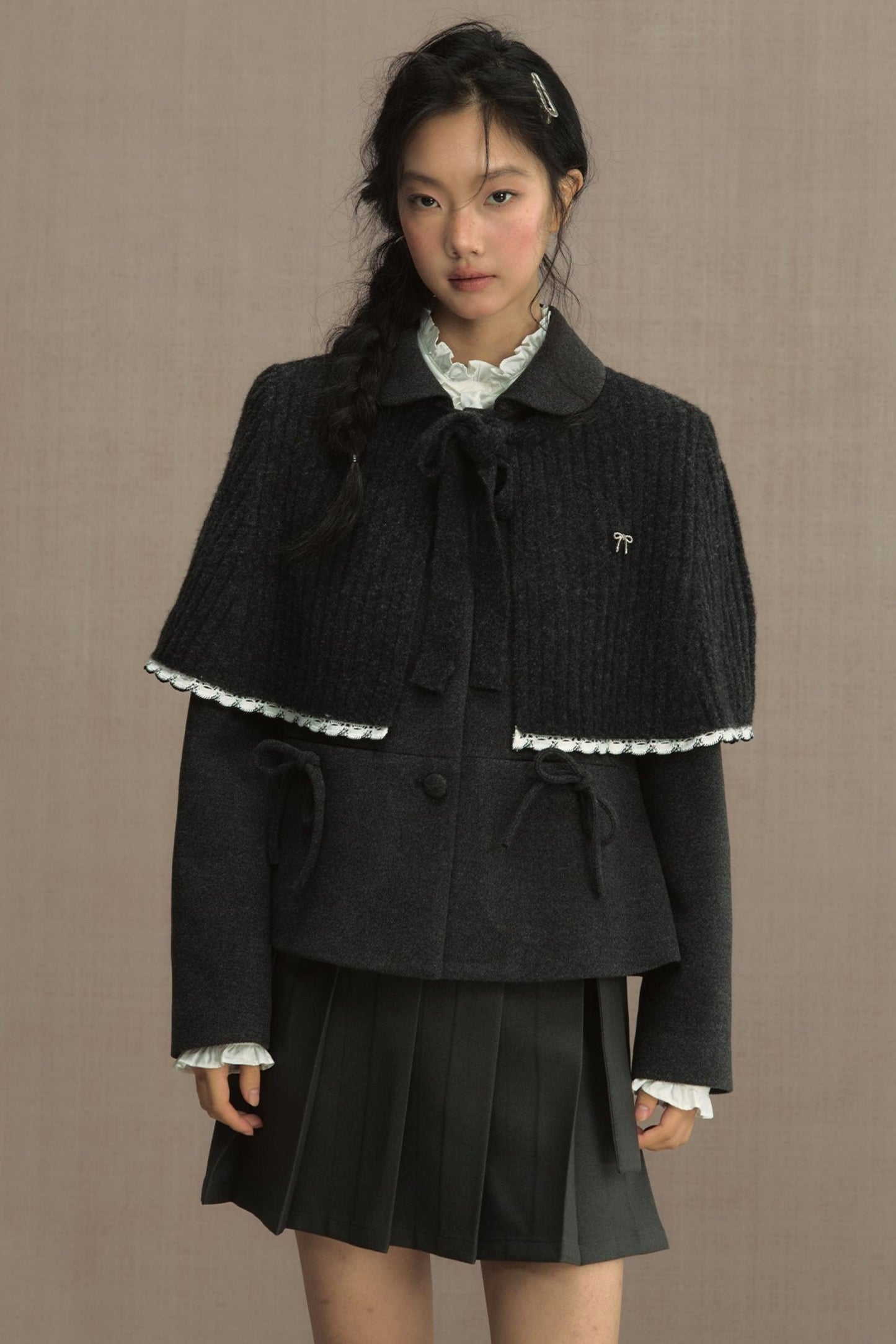 Fake Two-Piece Bow Lace-Up Shirt Dress