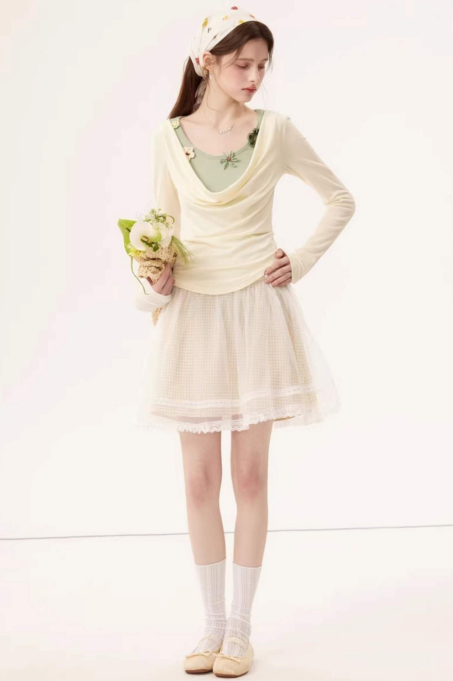 Faux Floral Knitted Top