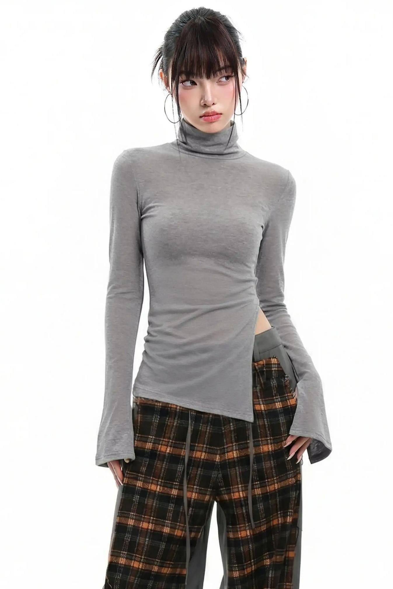 Black Rhinestone High Neck Top