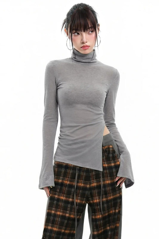 Black Rhinestone High Neck Top