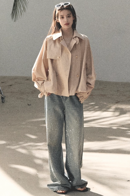 Lyocell Double-Breasted Trench Jacket