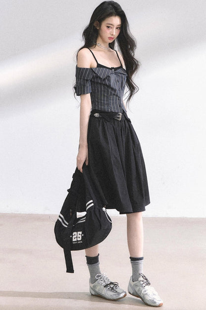 Kyoto Striped Short-Sleeved Sunscreen Top