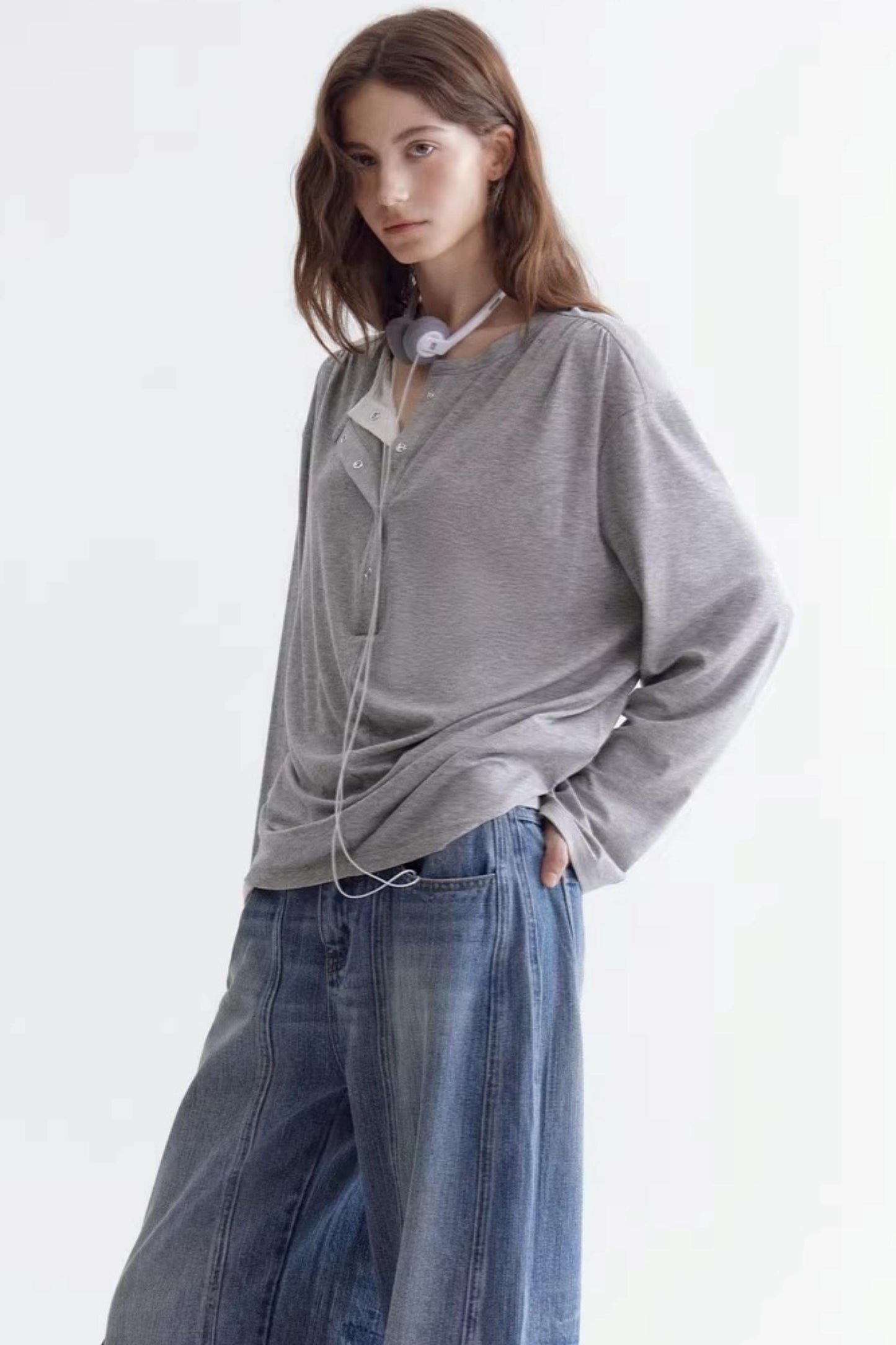 Lace Collar Fake Two-Piece T-Shirt