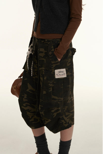 Retro High Waist Camouflage Cargo Pants