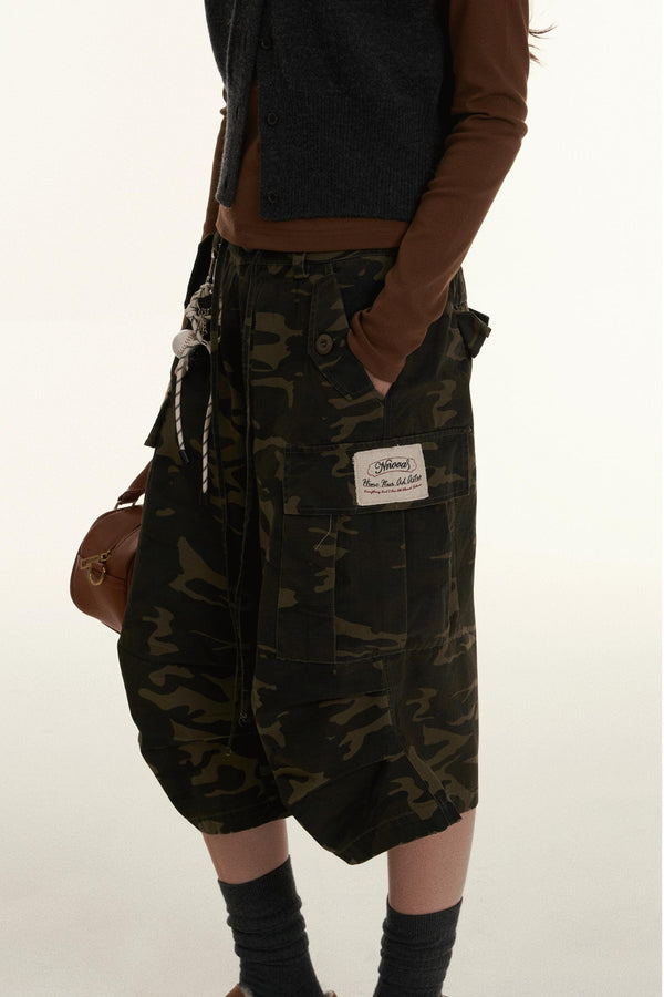 Retro High Waist Camouflage Cargo-Hose 