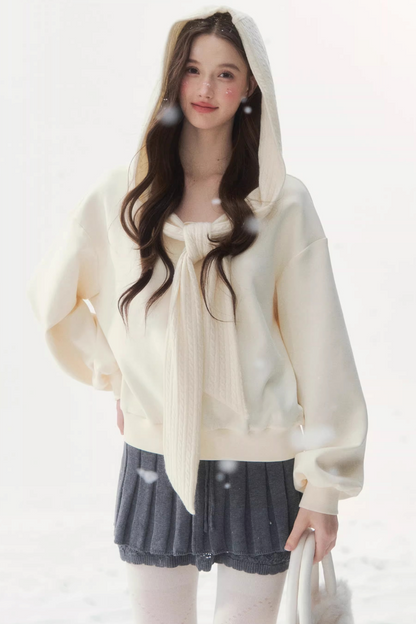 White Cotton Bow-Tie Sweatshirt