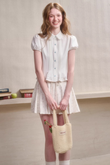 Handmade Embroidered Doll Collar Blouse