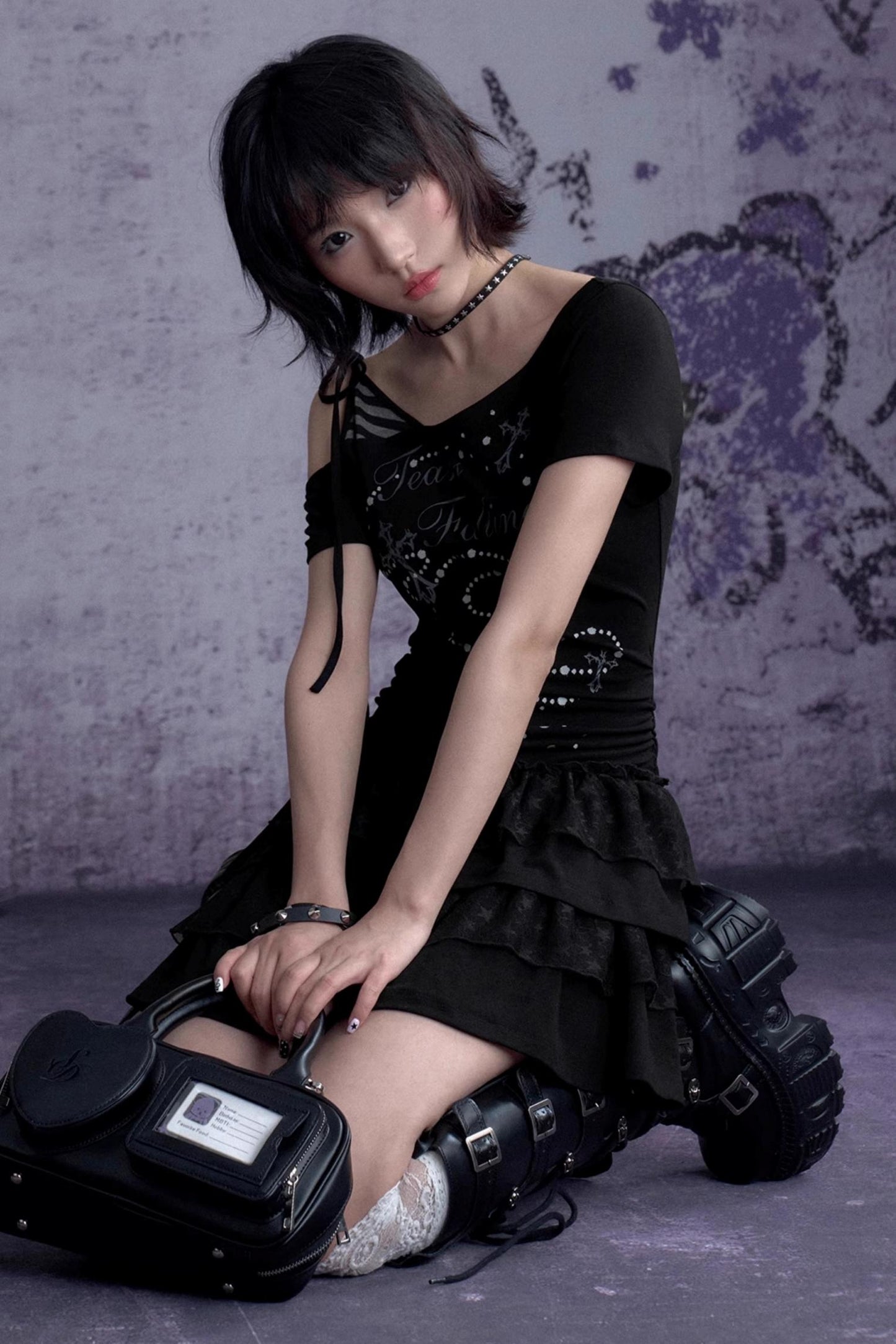 Slash Print Patchwork Dress