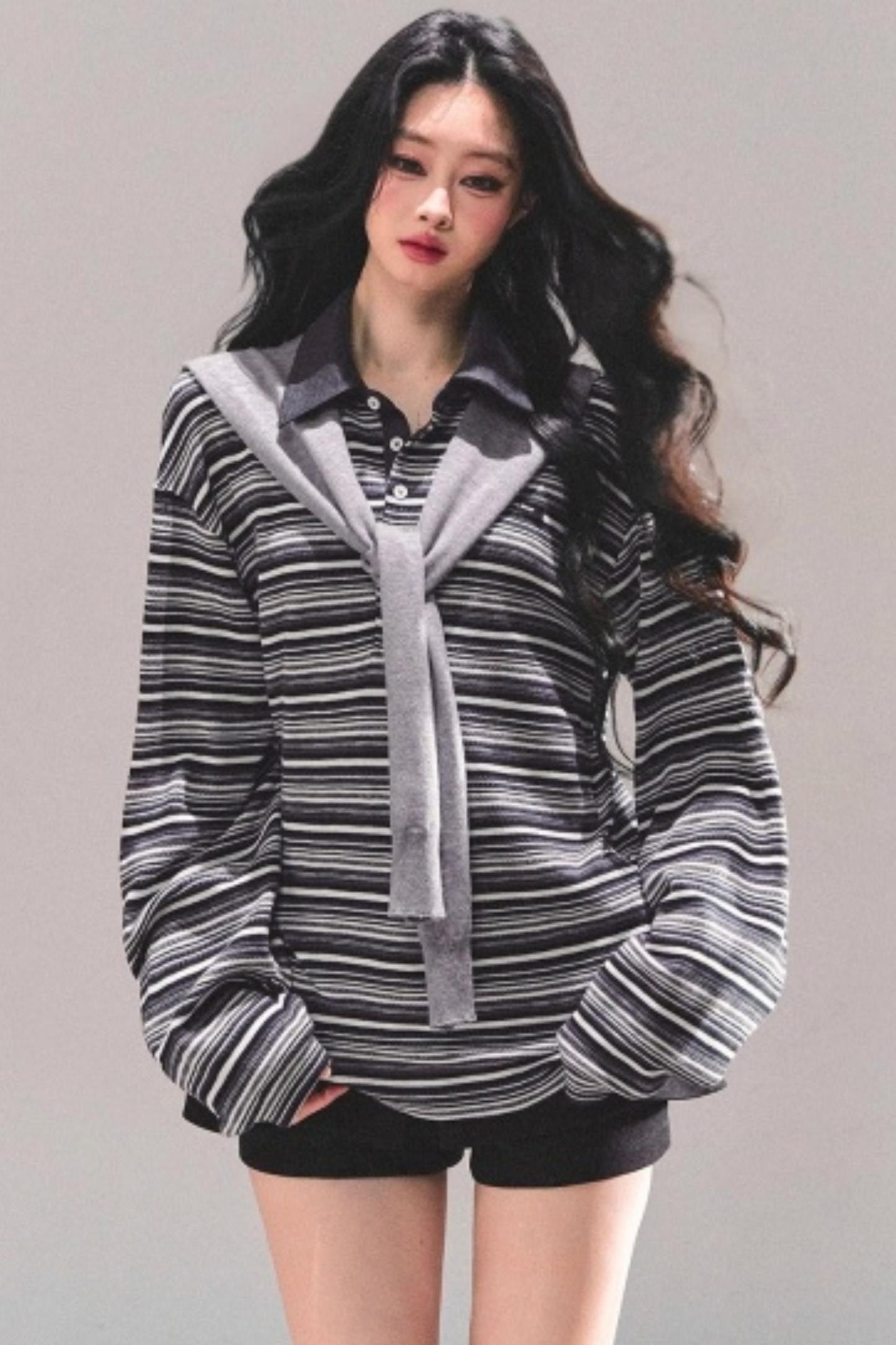 American Polo Neck Striped Top