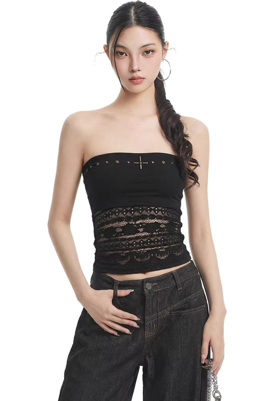 Lace Hollow Camisole Top Set