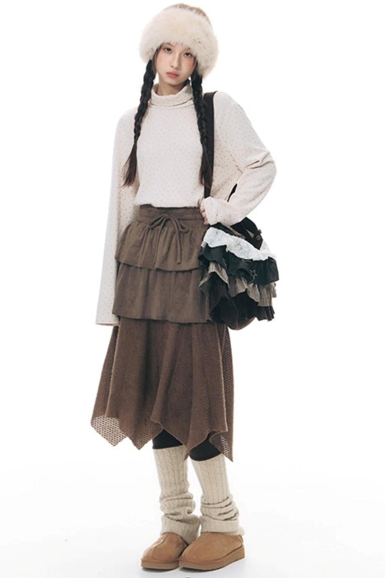 Patchwork Irregular Umbrella Skirt