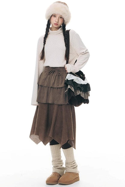 Patchwork Irregular Umbrella Skirt