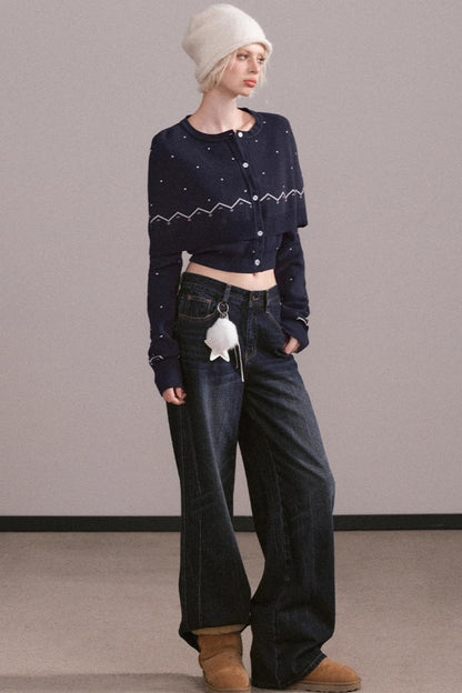 Navy Blue Knitted Cape Sweater