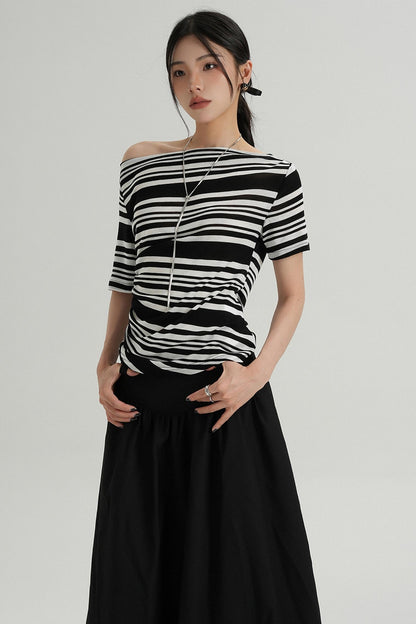 Stripe One-Shoulder Top