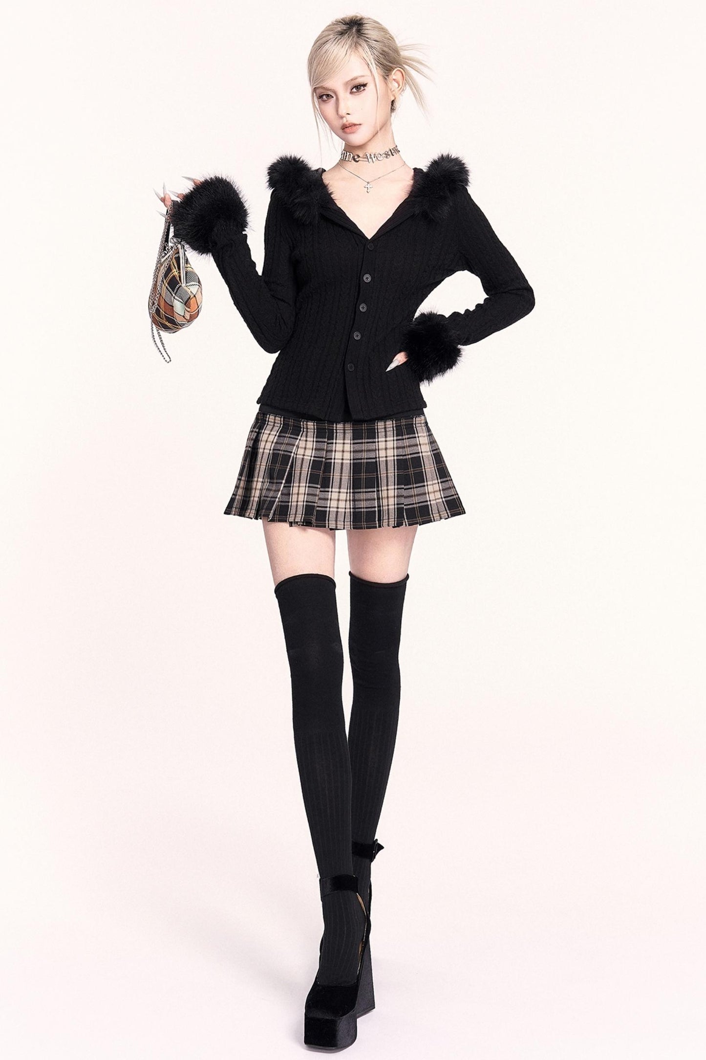 Detachable Fur Collar Hooded Top