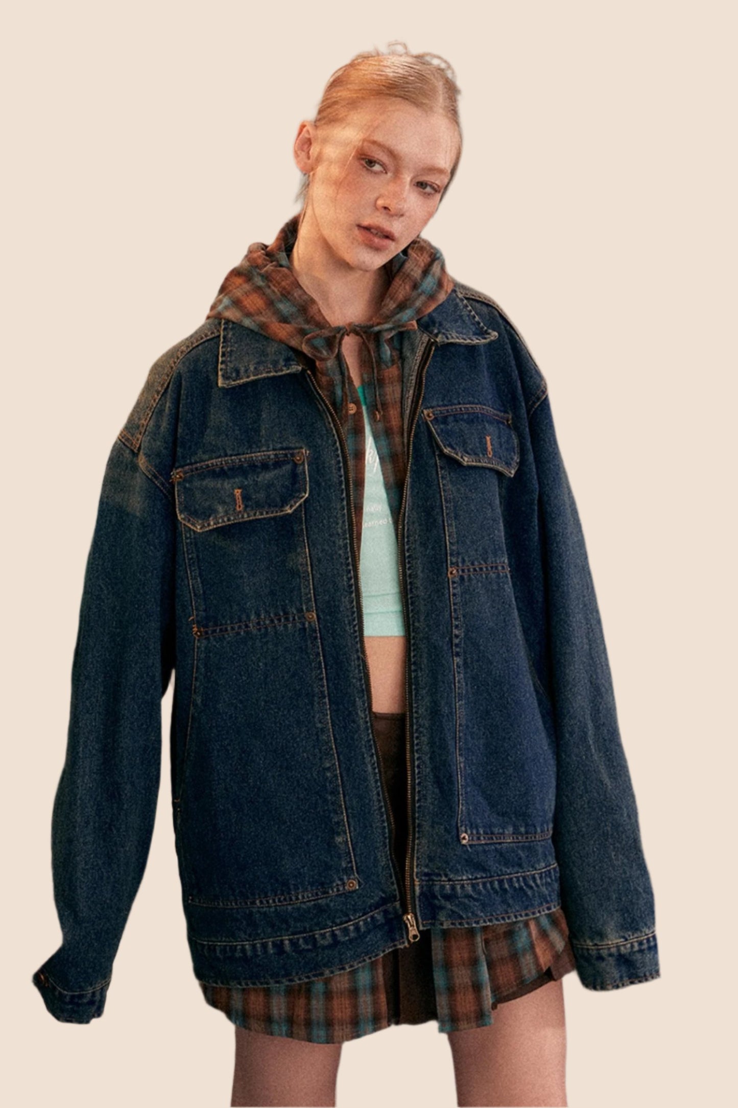 Vintage Distressed Wash Denim Jacket