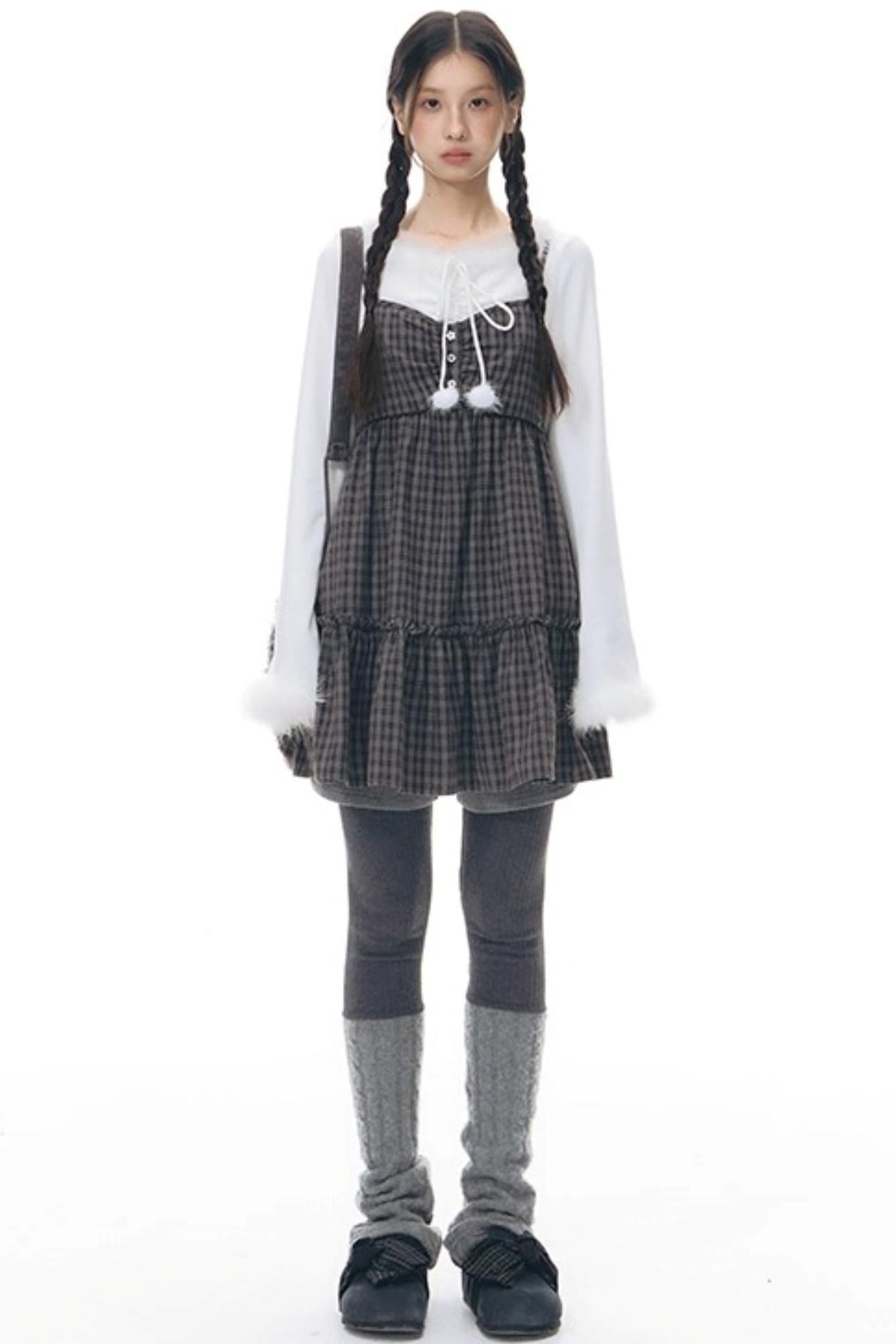 Plaid Ruffled Camisole Dress