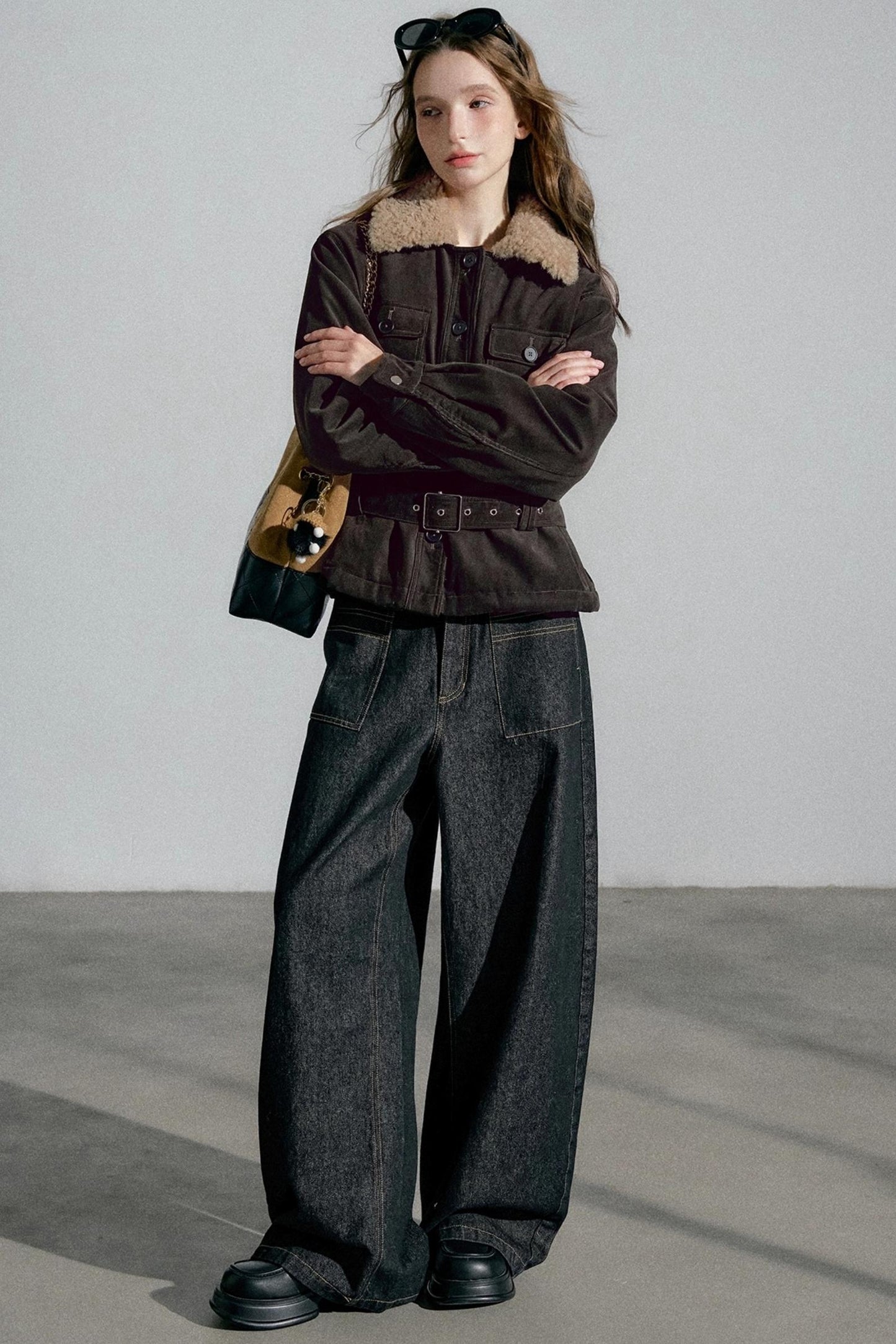 High-Waisted Slimming Denim Trousers