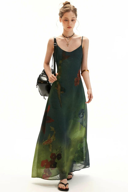 Fantasy Floral Suspender Dress