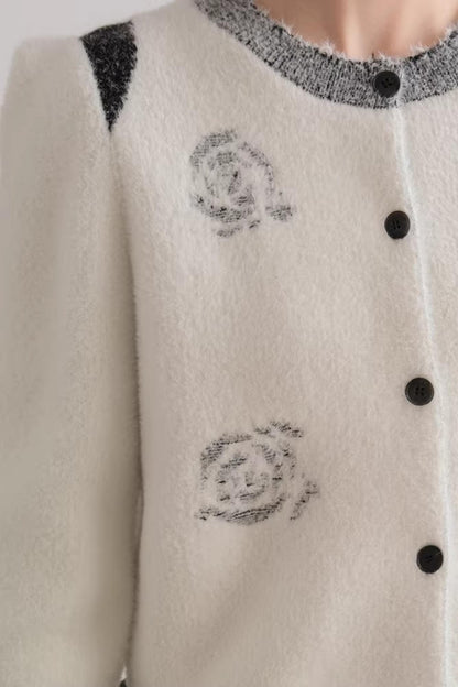 Scattered Roses Jacquard Cardigan