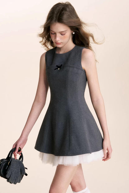 Romantic Mesh Woolen Dress
